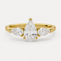 THREE Pear Three-Stone Ring | K14/K18, 1.0ct～2.0ct