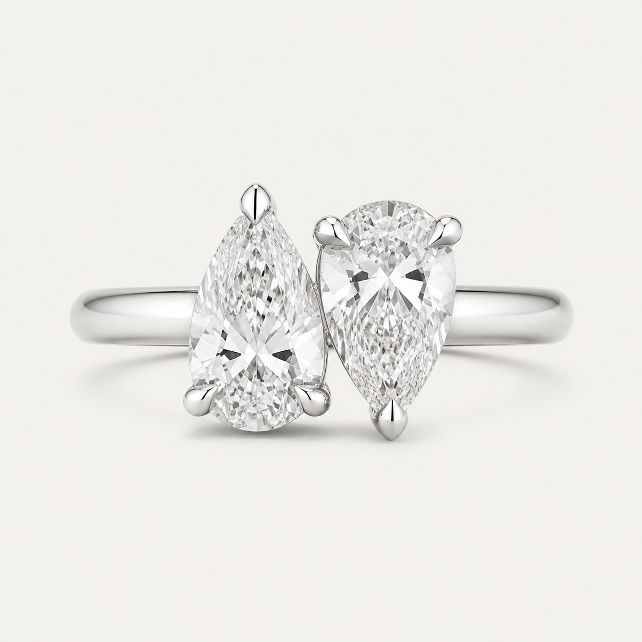 DUO Pear Toi et Moi Ring | K14/K18, 1.0ct×2