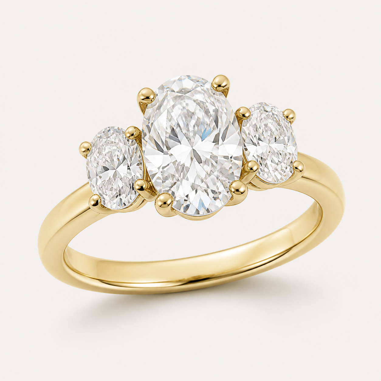 THREE Oval Three-Stone Ring | K14/K18, 1.0ct～2.0ct