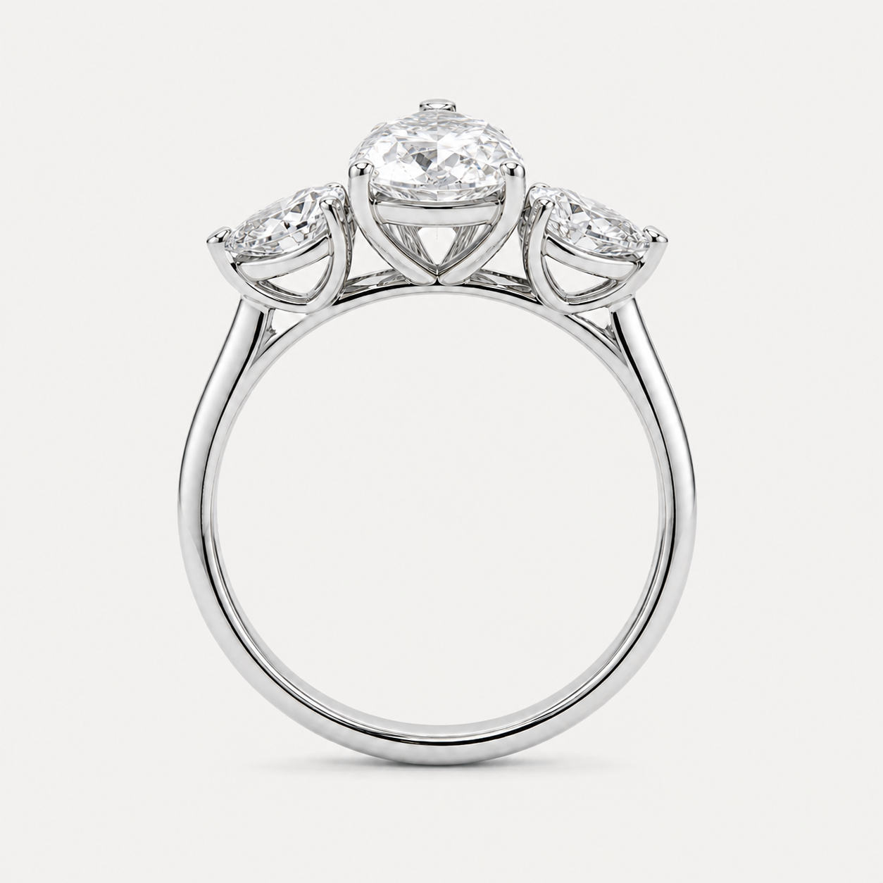 THREE Pear Three-Stone Ring | K14/K18, 1.0ct～2.0ct