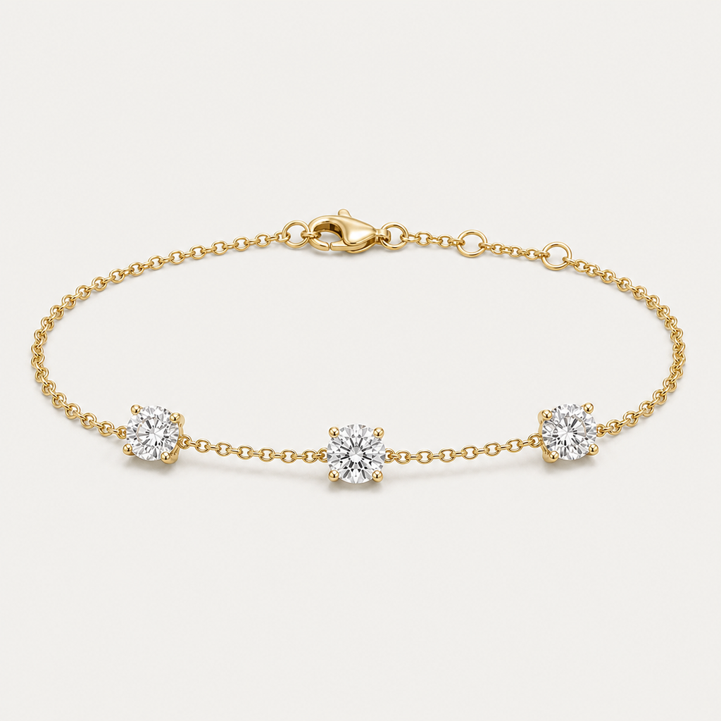 K14 3-Stone Bracelet | 1.5ct
