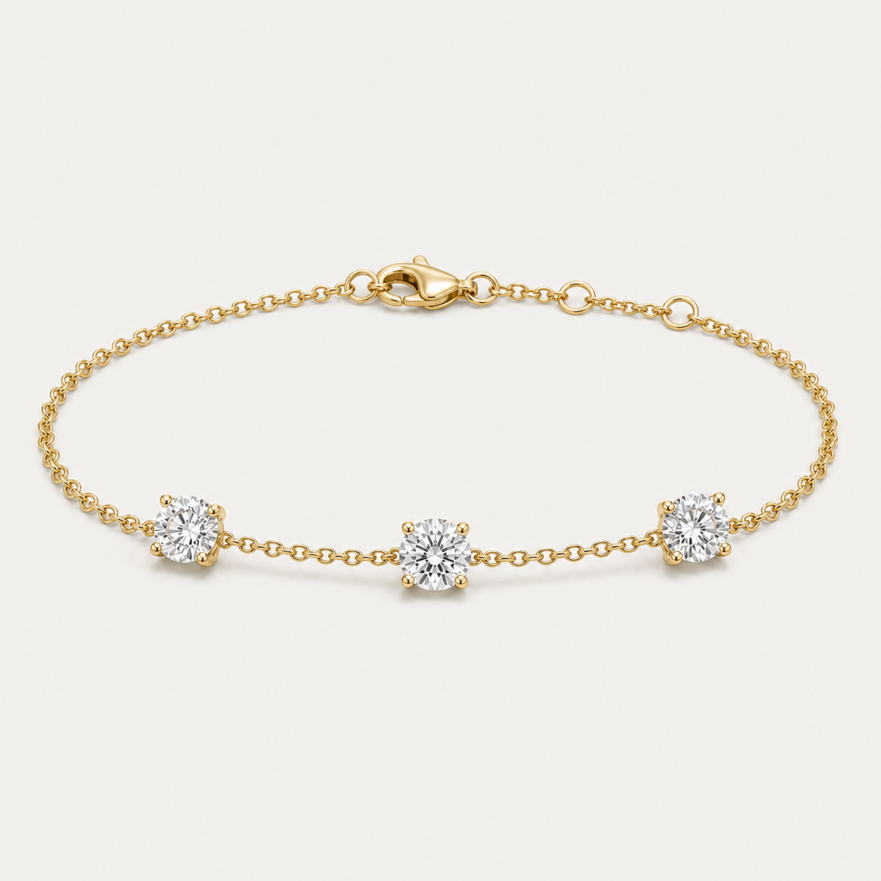 K14 3-Stone Bracelet | 1.5ct