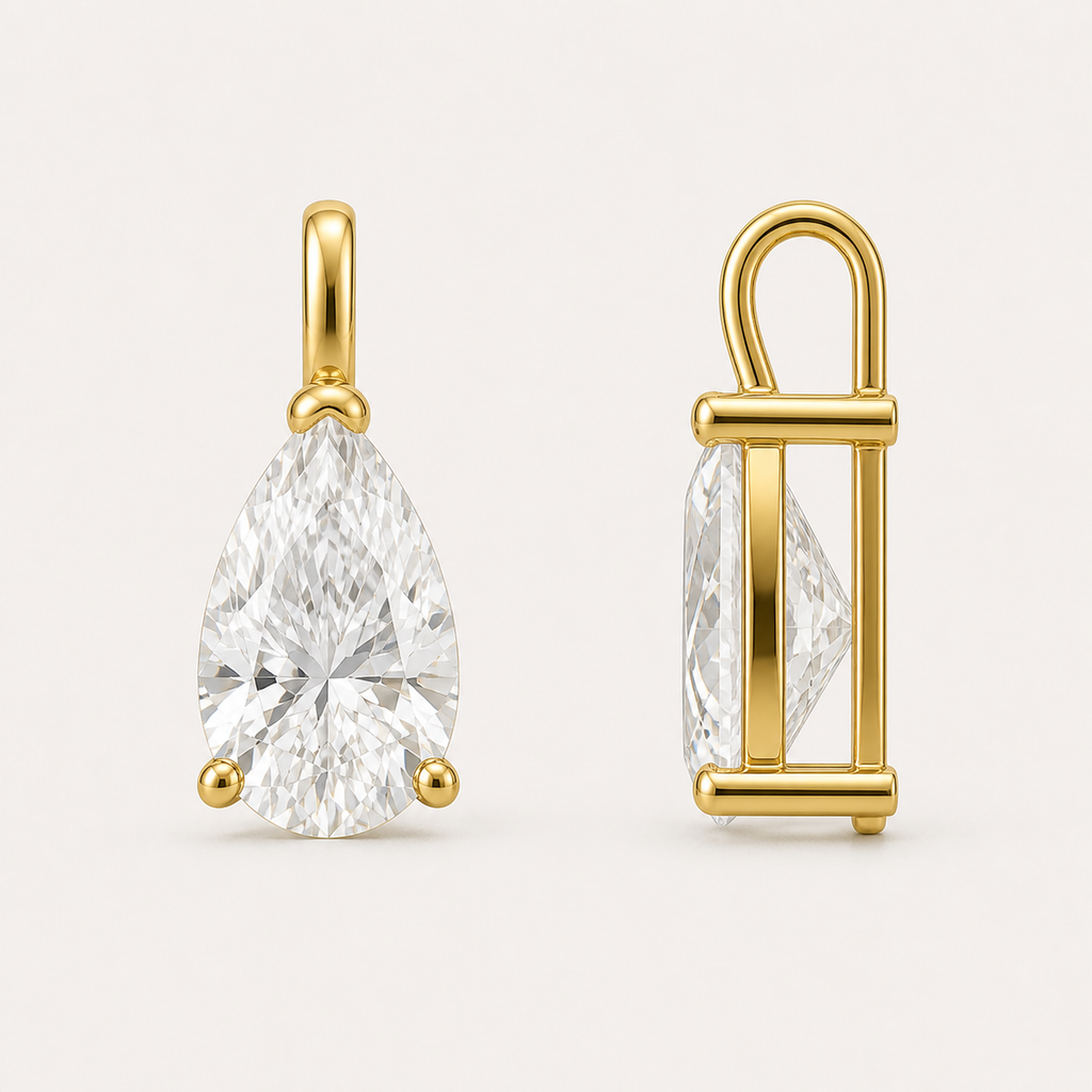 Pear Solitaire Diamond Pendant Top | K14/K18 , 1.0ct～2.0ct