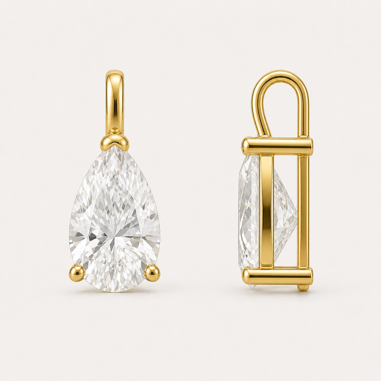 Pear Solitaire Diamond Pendant Top | K14/K18 , 1.0ct～2.0ct