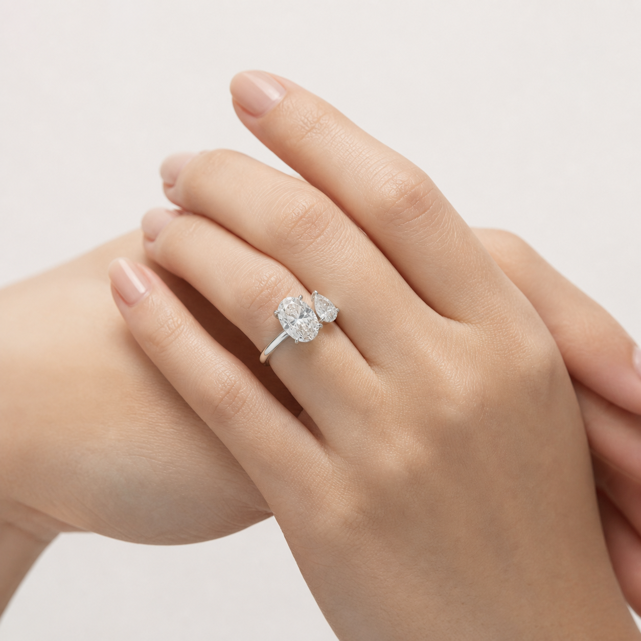 DUO Oval Pear Toi et Moi Ring | K14/K18, 1.0ct+1.5ct