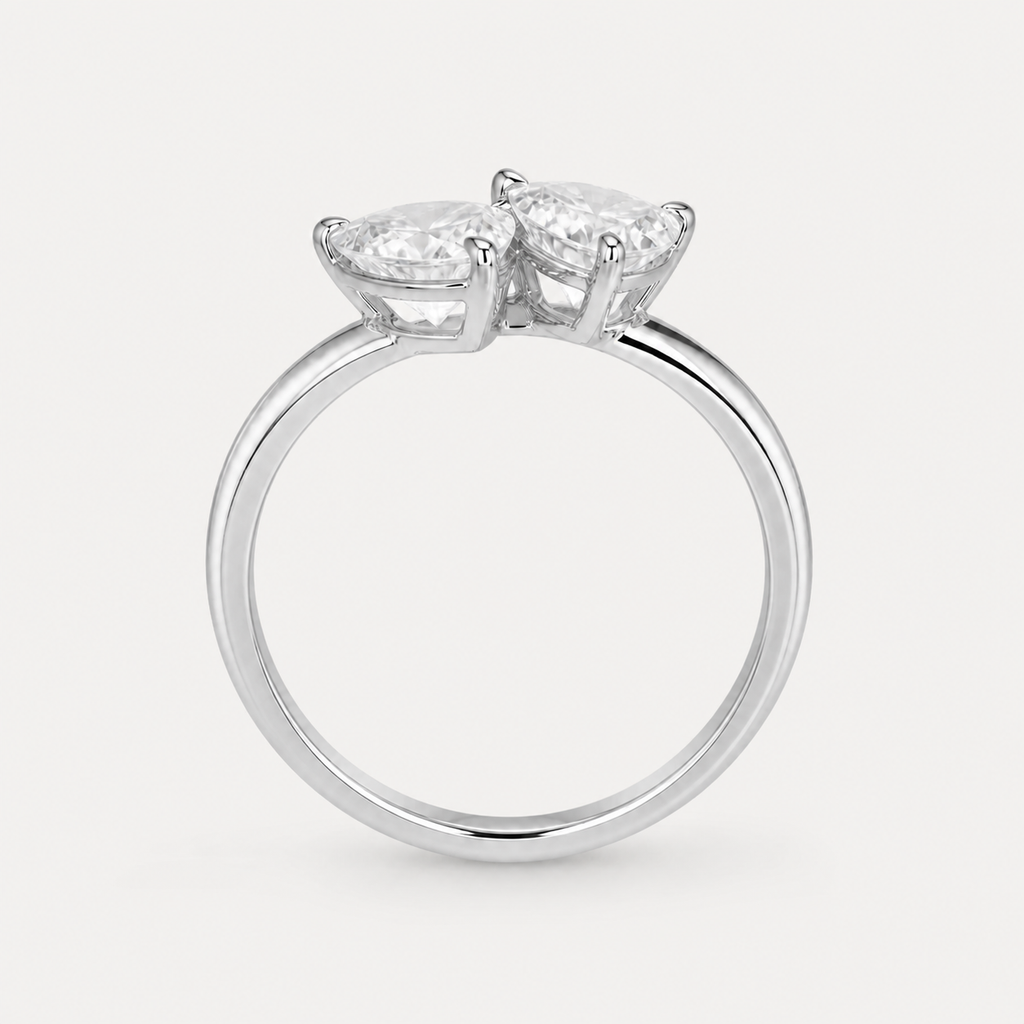 DUO Pear Toi et Moi Ring | K14/K18, 1.0ct×2