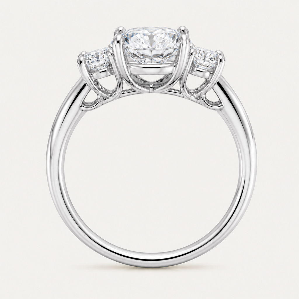 THREE Round Three-Stone Ring | K14/K18, 1.0ct～2.0ct