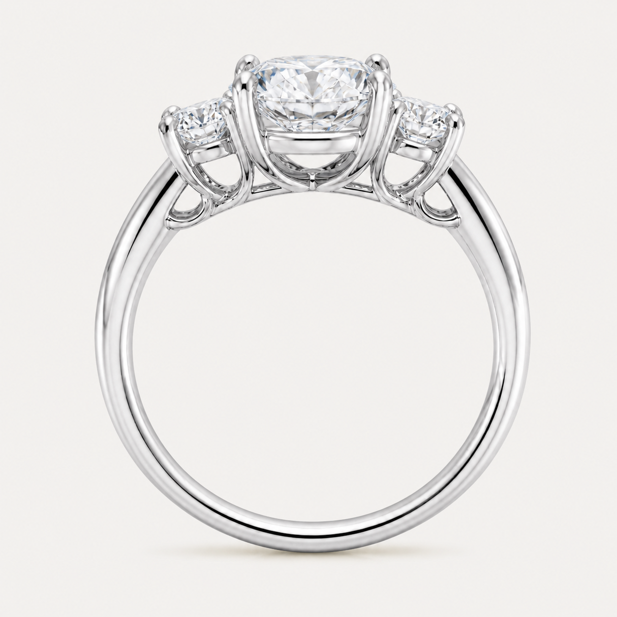 THREE Round Three-Stone Ring | K14/K18, 1.0ct～2.0ct