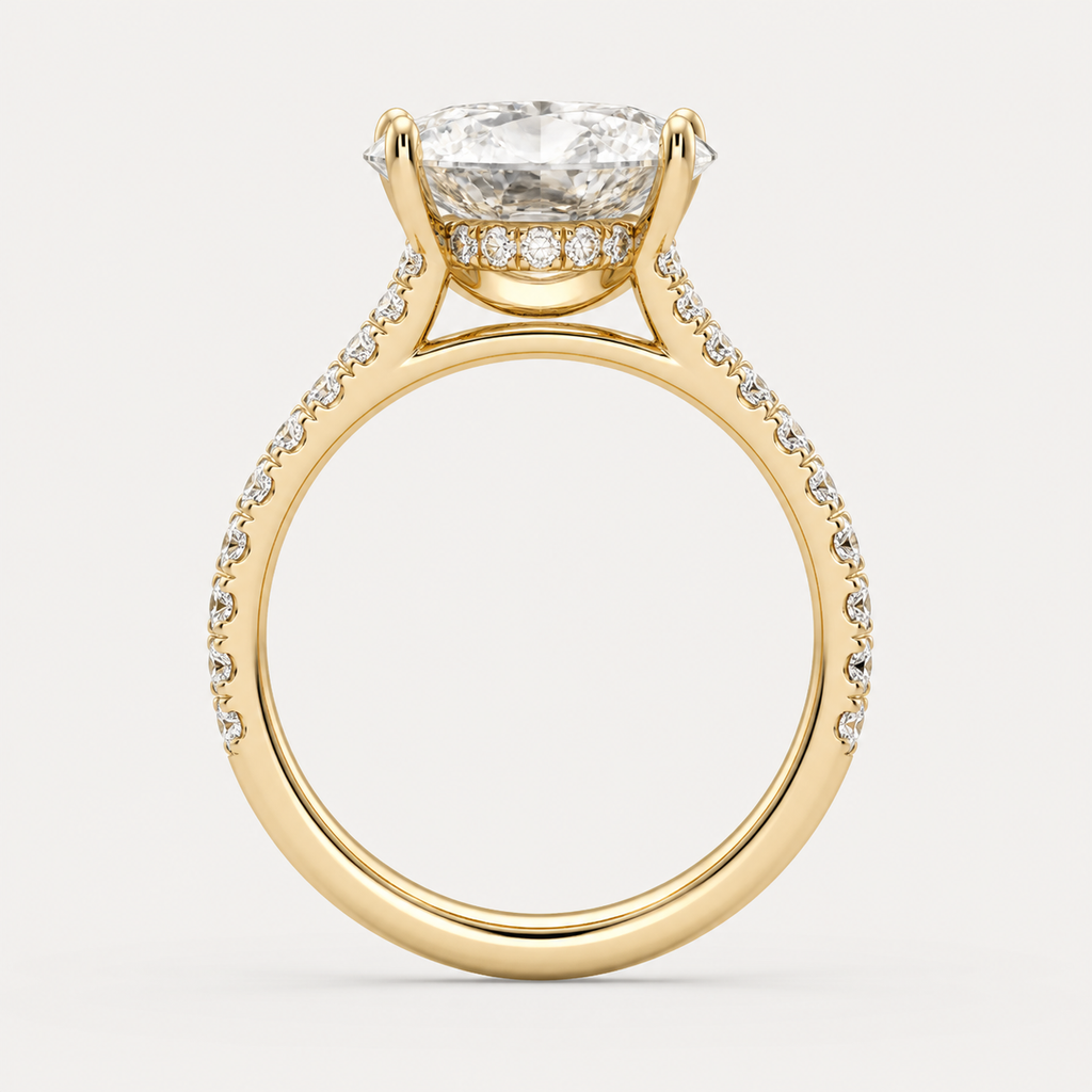 BRILLIANCE Oval Hidden Halo Pavé Ring | K14/K18,1.0ct～2.0ct