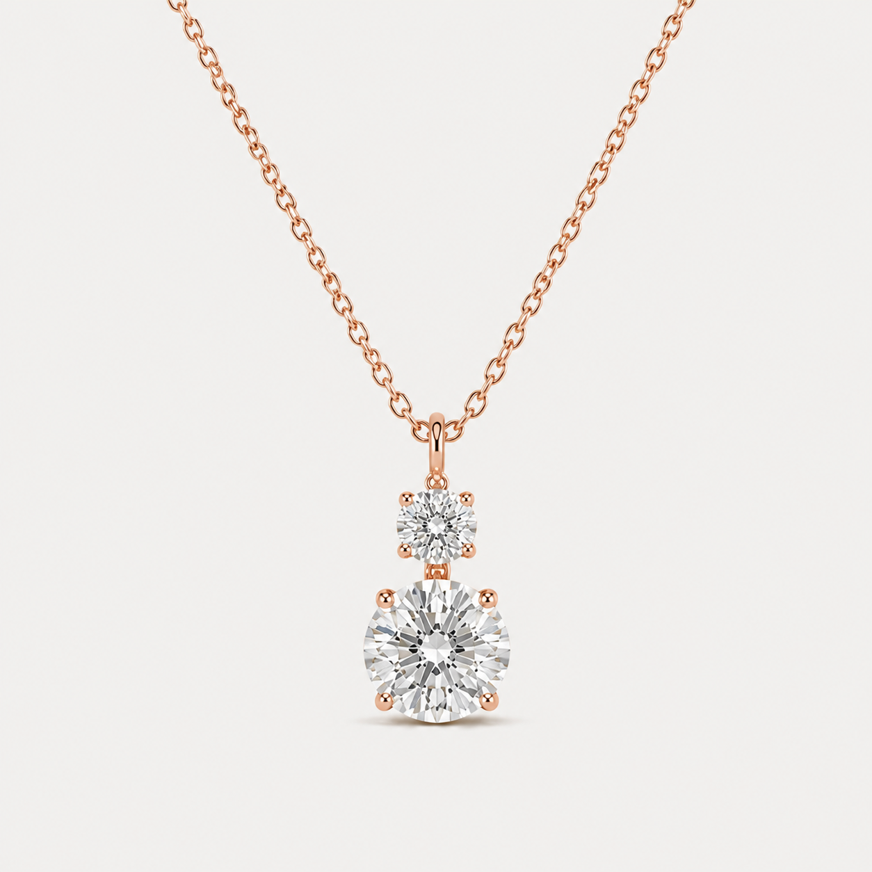 Duo Round Diamond Pendant Top | K14/K18 , 1.3ct～2.3ct