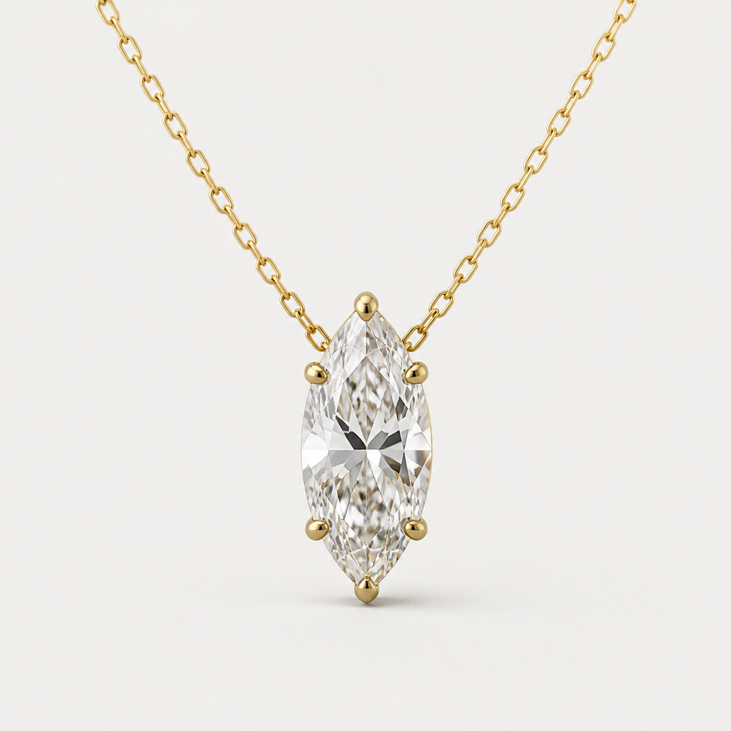 Marquise Solitaire Diamond Pendant Top | K14/K18 , 1.0ct～2.0ct