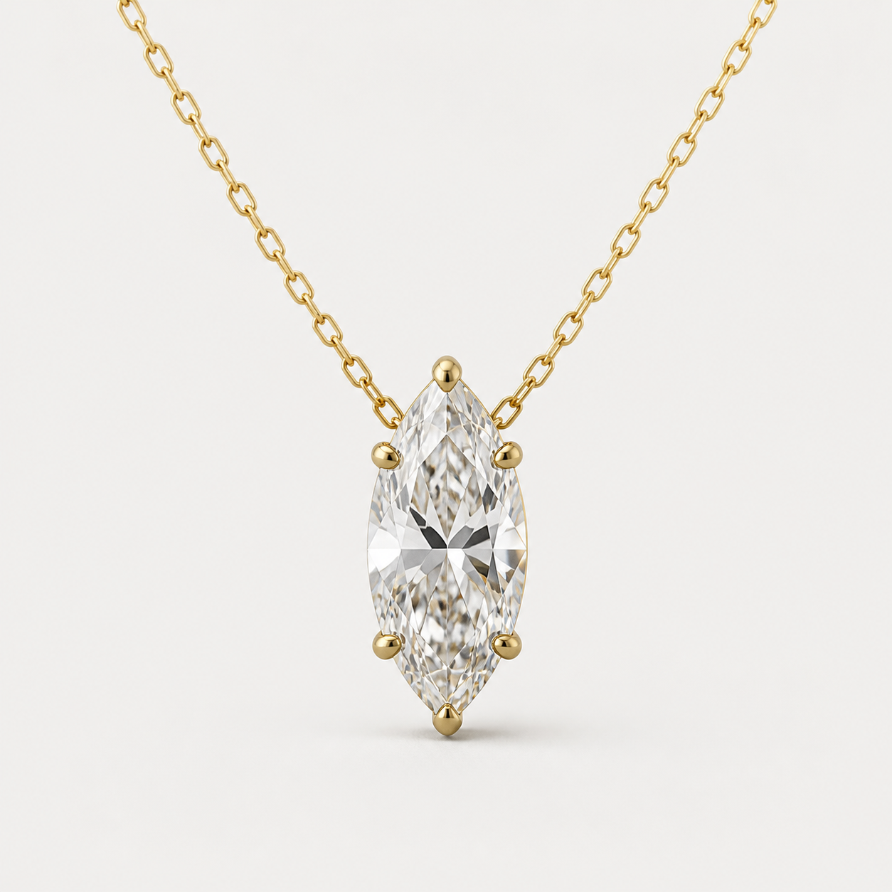 Marquise Solitaire Diamond Pendant Top | K14/K18 , 1.0ct～2.0ct