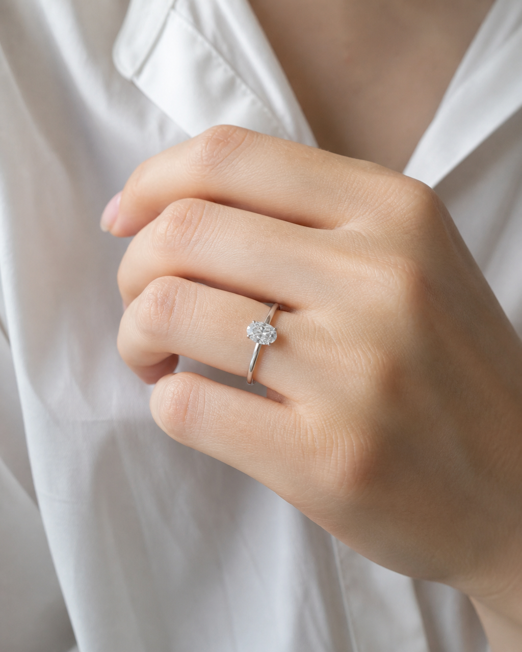 オーバル ソリティア ラボグロウンダイヤモンドリング 0.5ct〜（6）