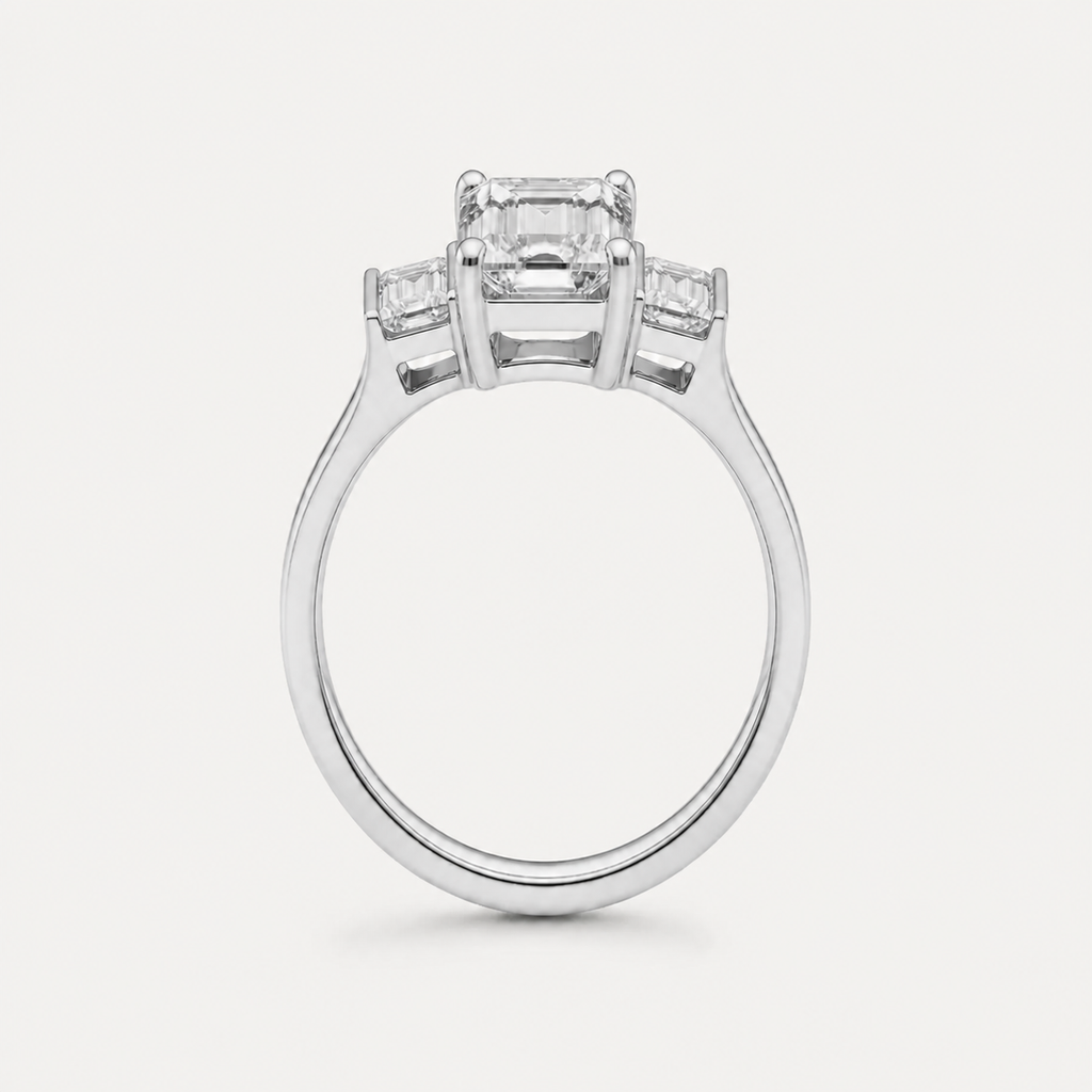 THREE Emerald Three-Stone Baguette Ring | K14/K18, 1.0ct～2.0ct
