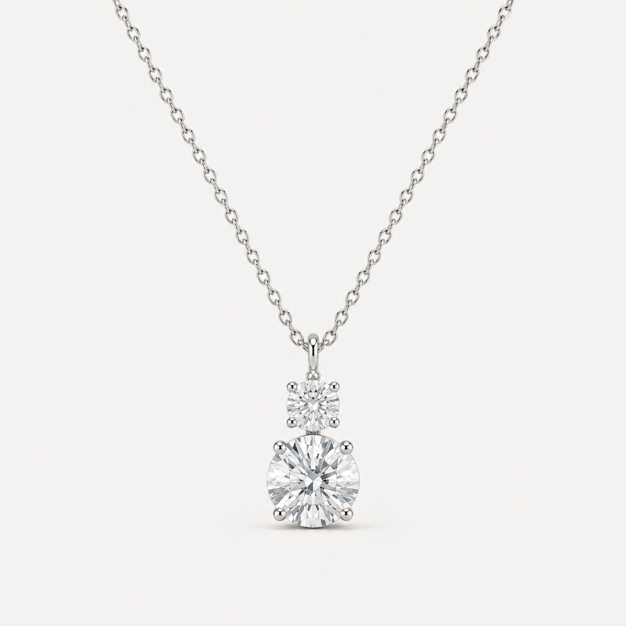 Duo Round Diamond Pendant Top | K14/K18 , 1.3ct～2.3ct
