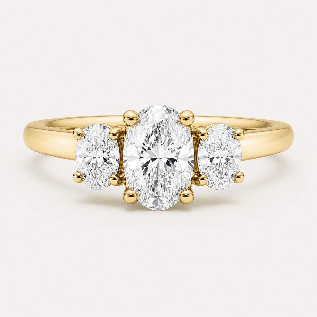 THREE Oval Three-Stone Ring | K14/K18, 1.0ct～2.0ct