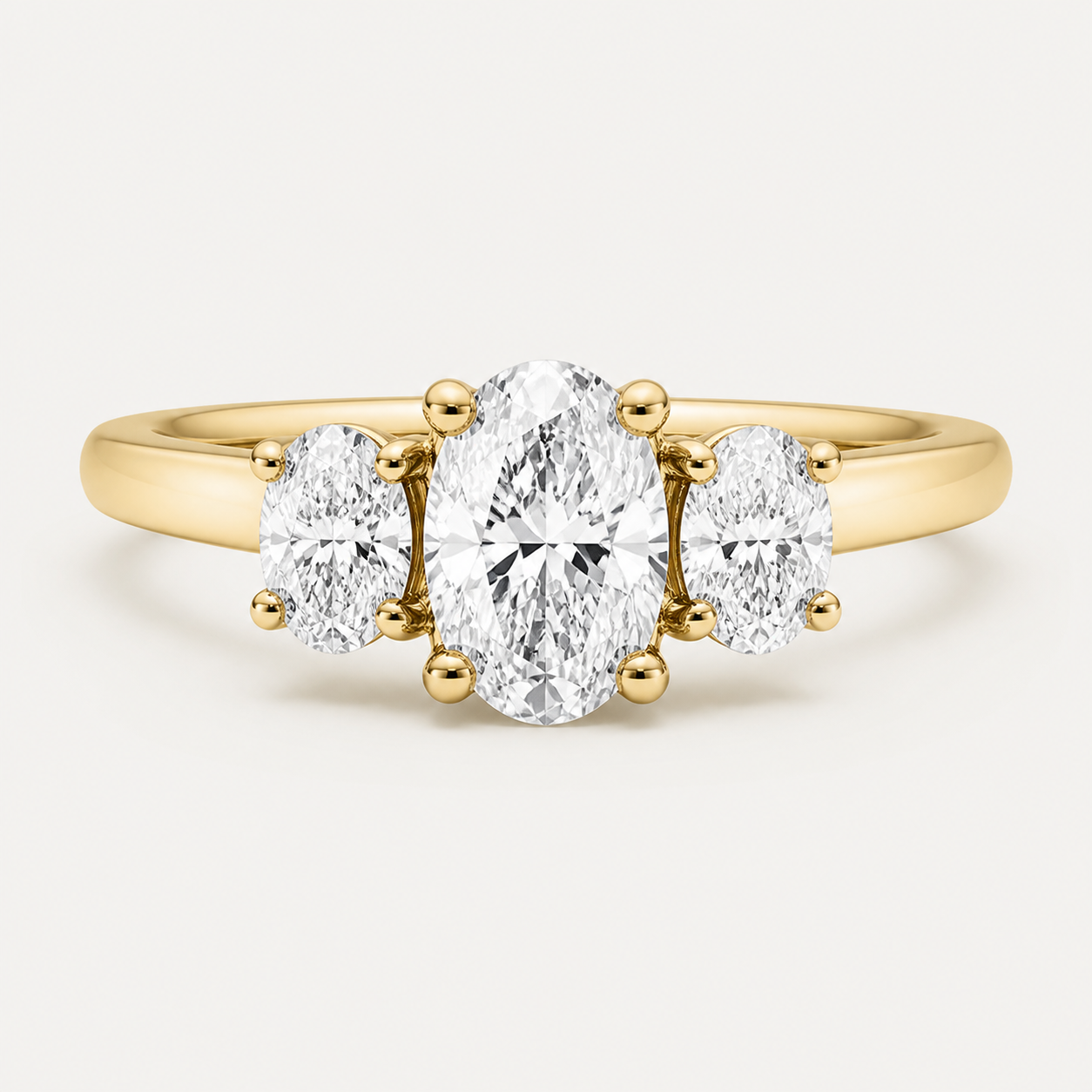 THREE Oval Three-Stone Ring | K14/K18, 1.0ct～2.0ct