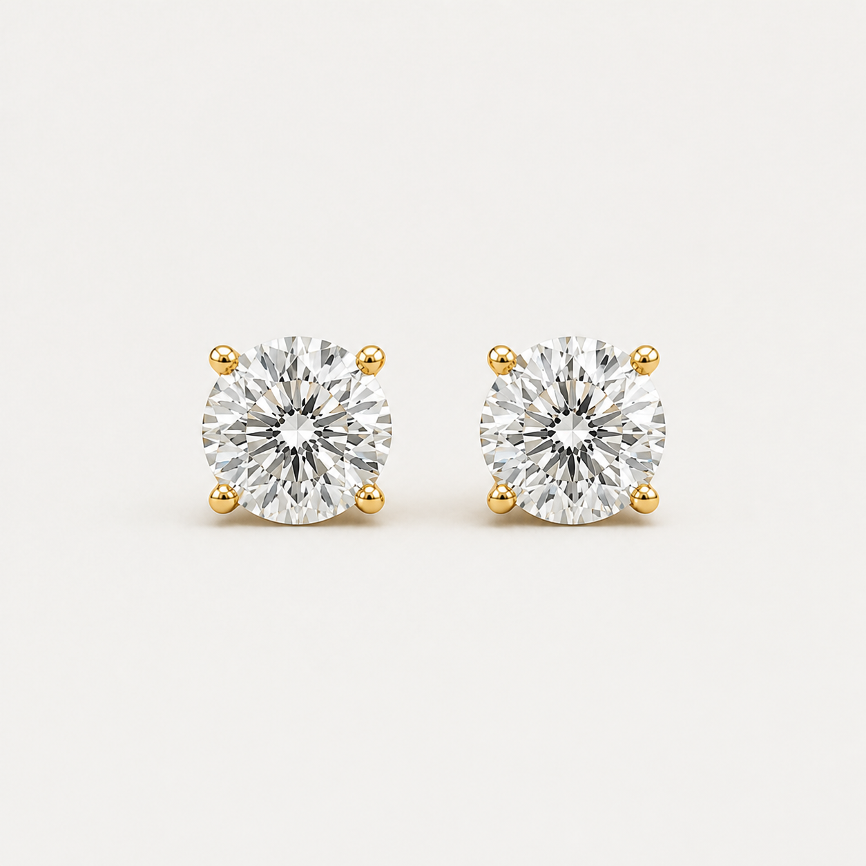 Round Diamond Stud Earrings | K14/K18 , 1.0ct～4.0ct