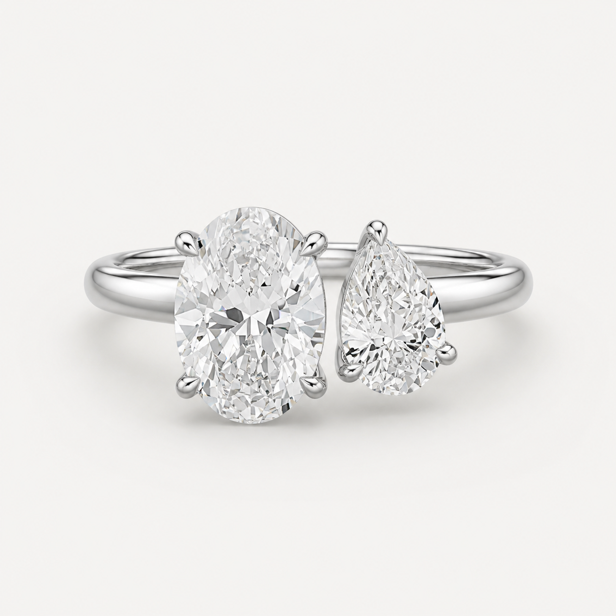 DUO Oval Pear Toi et Moi Ring | K14/K18, 1.0ct+1.5ct