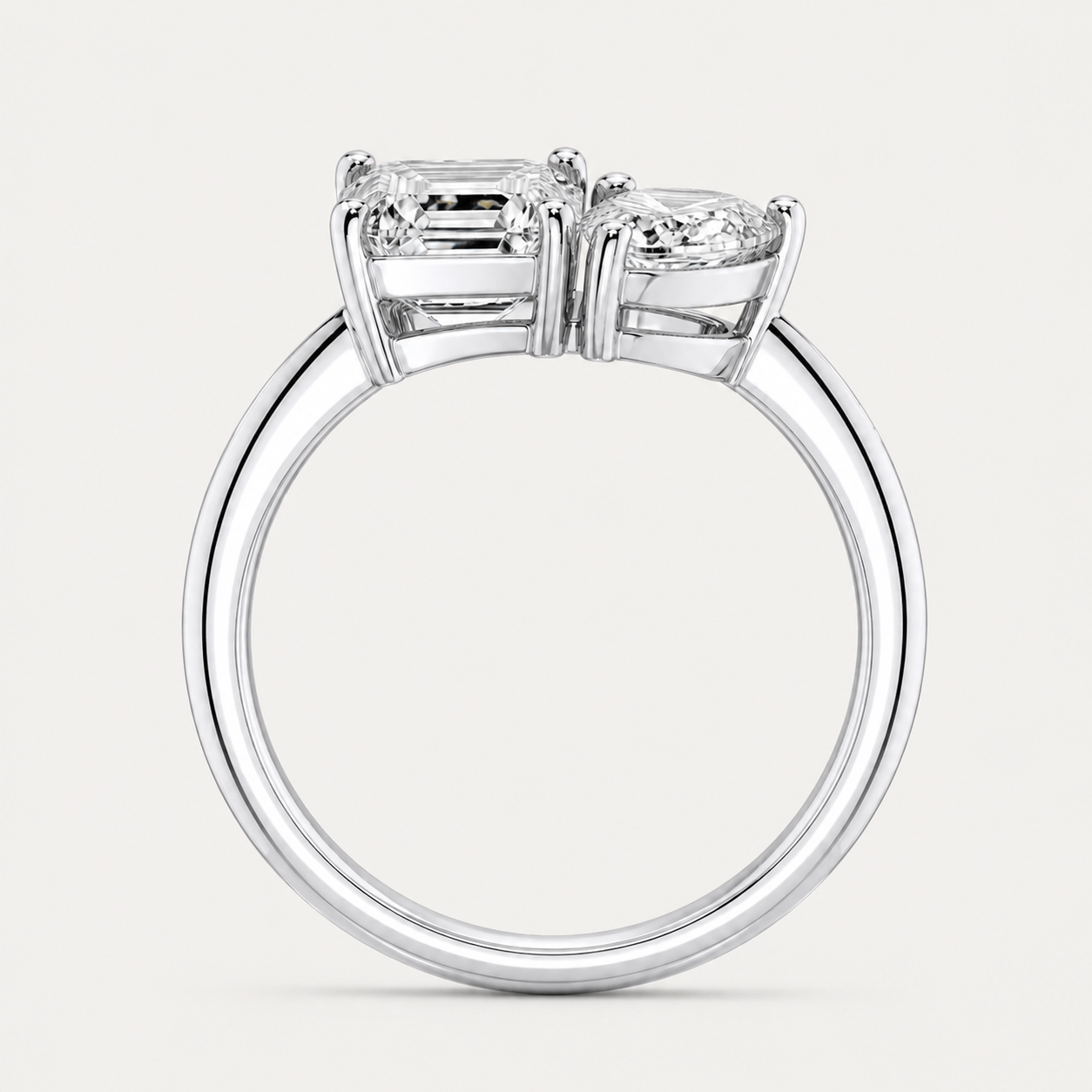 DUO Emerald Pear Toi et Moi Ring | K14/K18, 1.0ct+1.5ct