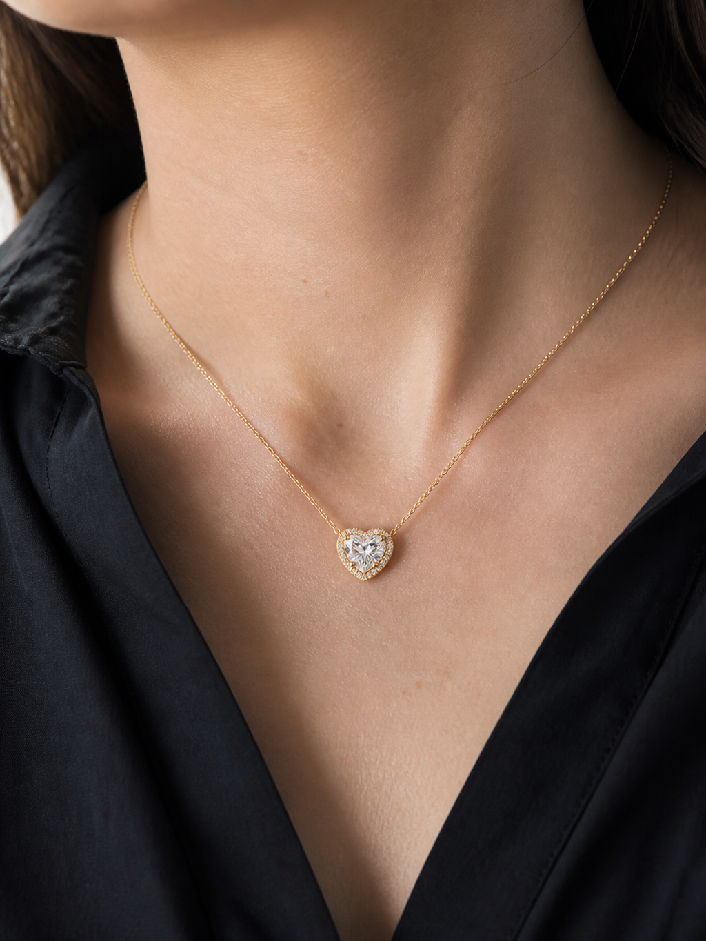ハート ヘイロー ラボグロウンダイヤモンドペンダント 1ct（3）