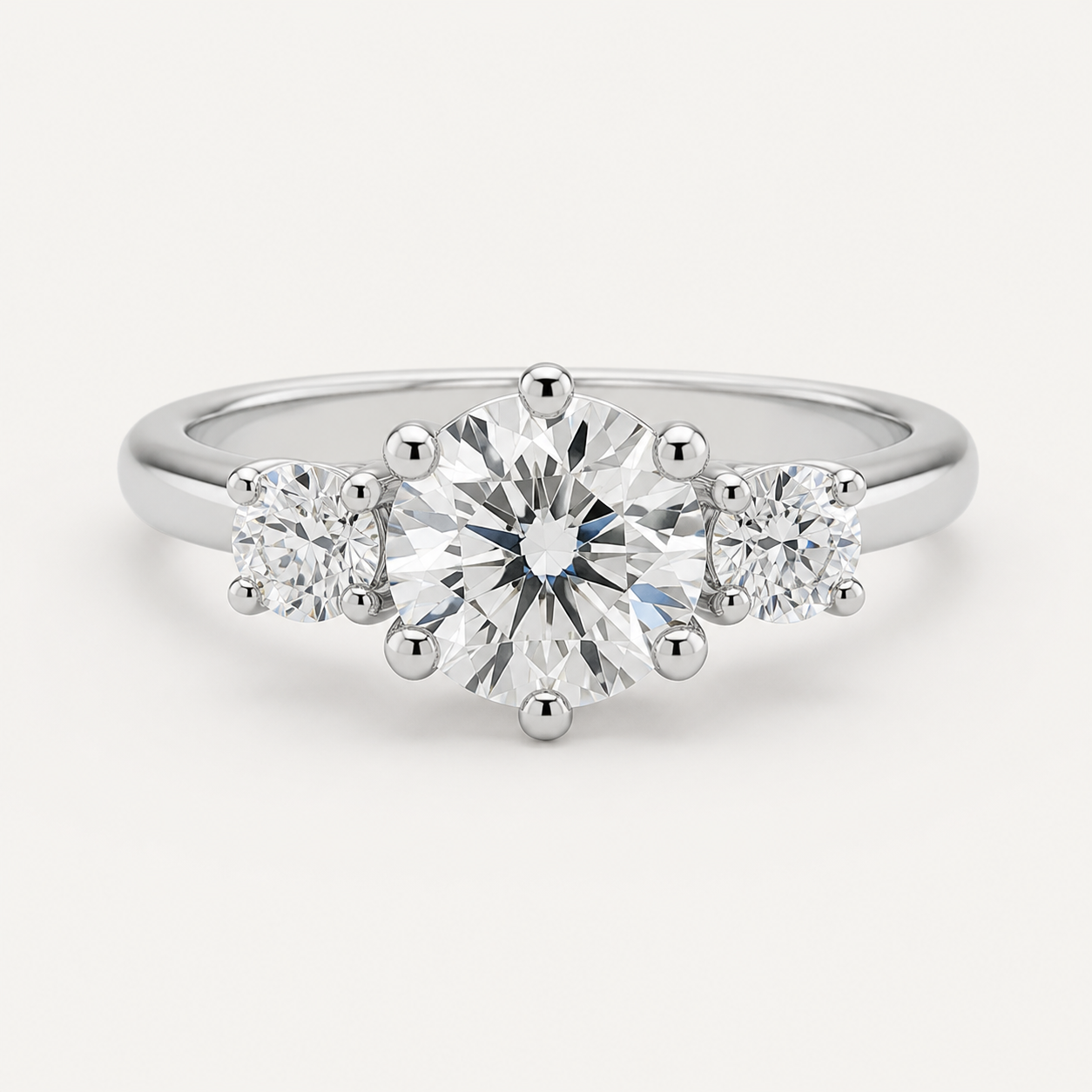 THREE Round Three-Stone Ring | K14/K18, 1.0ct～2.0ct