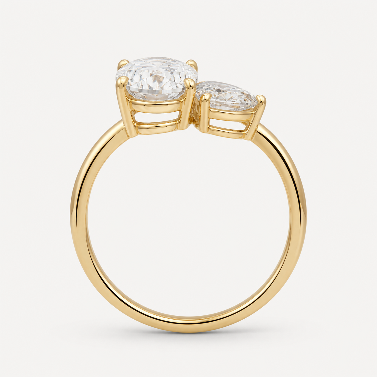 DUO Oval Pear Toi et Moi Ring | K14/K18, 1.0ct+1.5ct