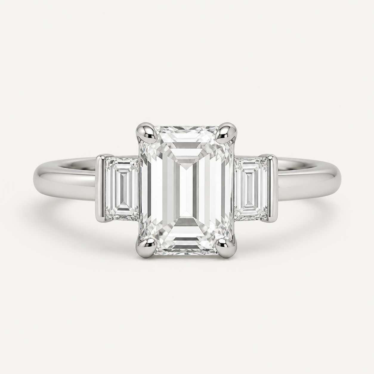 THREE Emerald Three-Stone Baguette Ring | K14/K18, 1.0ct～2.0ct