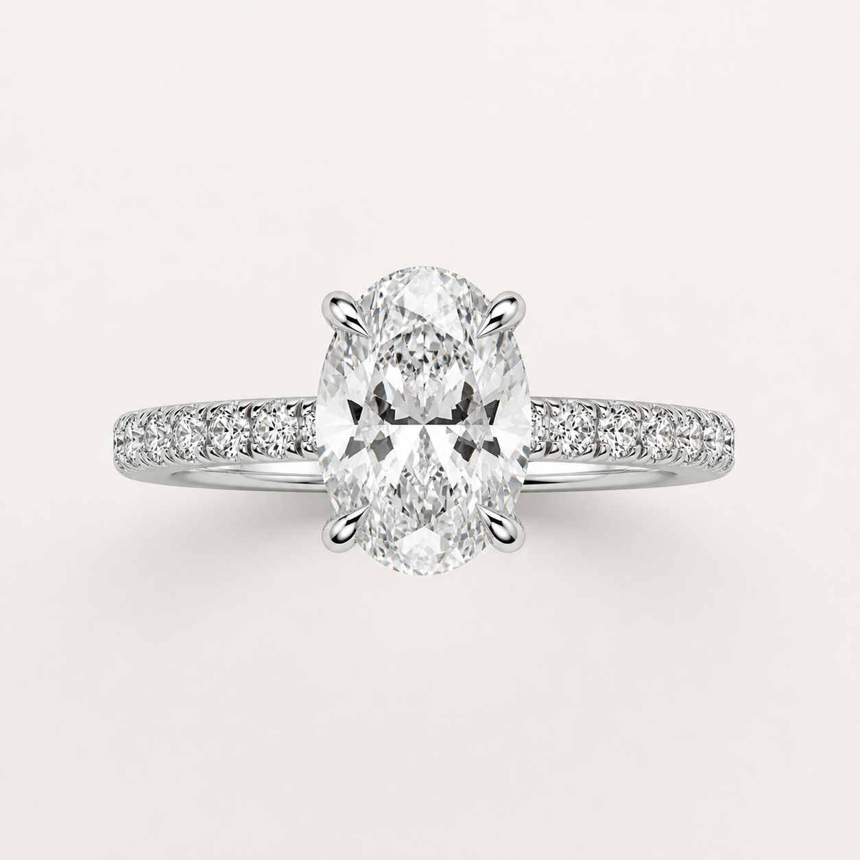 BRILLIANCE Oval Hidden Halo Pavé Ring | K14/K18,1.0ct～2.0ct