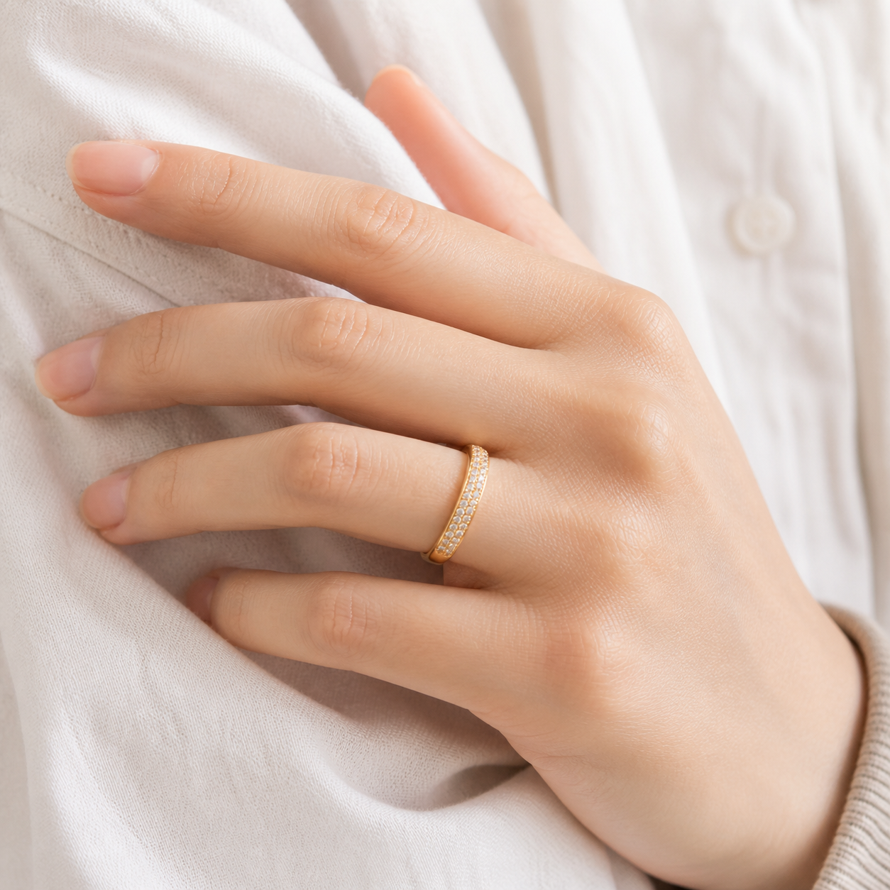 Half Eternity Pave Ring