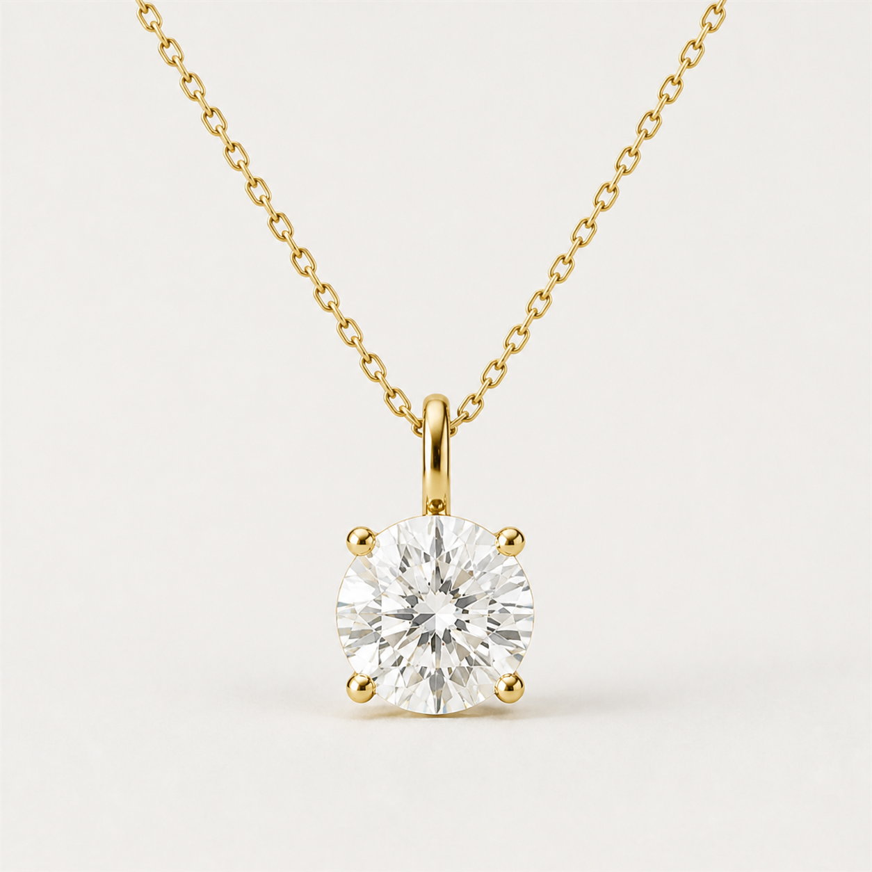 Round Solitaire Diamond Pendant Top | K14/K18 , 1.0ct～2.0ct