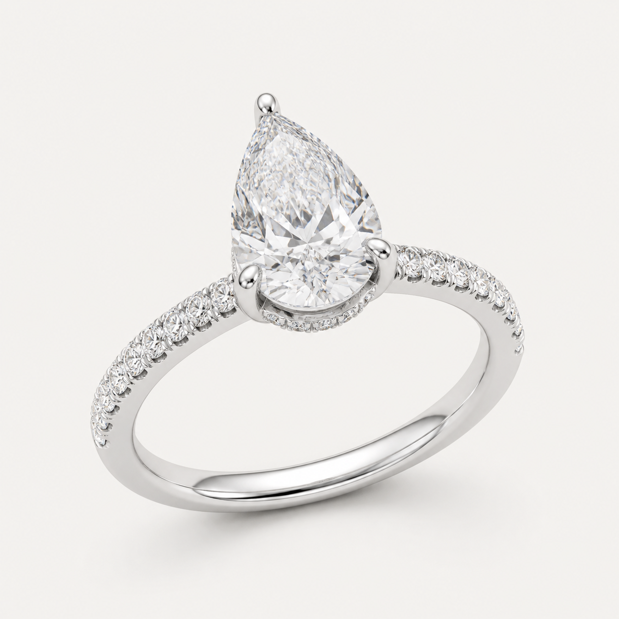 BRILLIANCE Pear Hidden Halo Pavé Ring | K14/K18,1.0ct～2.0ct