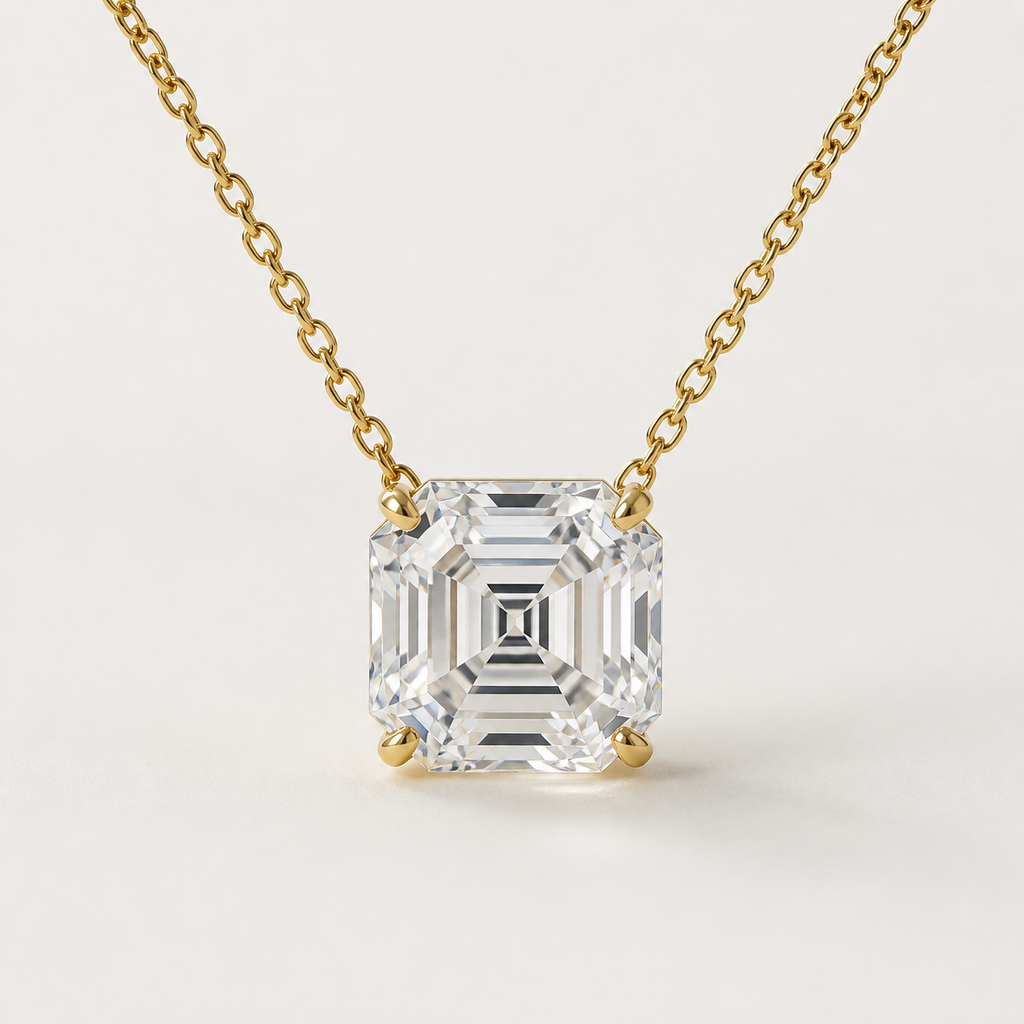 Asscher Solitaire Diamond Pendant Top | K14/K18 , 1.0ct～2.0ct