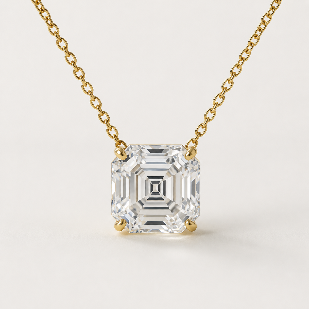 Asscher Solitaire Diamond Pendant Top | K14/K18 , 1.0ct～2.0ct