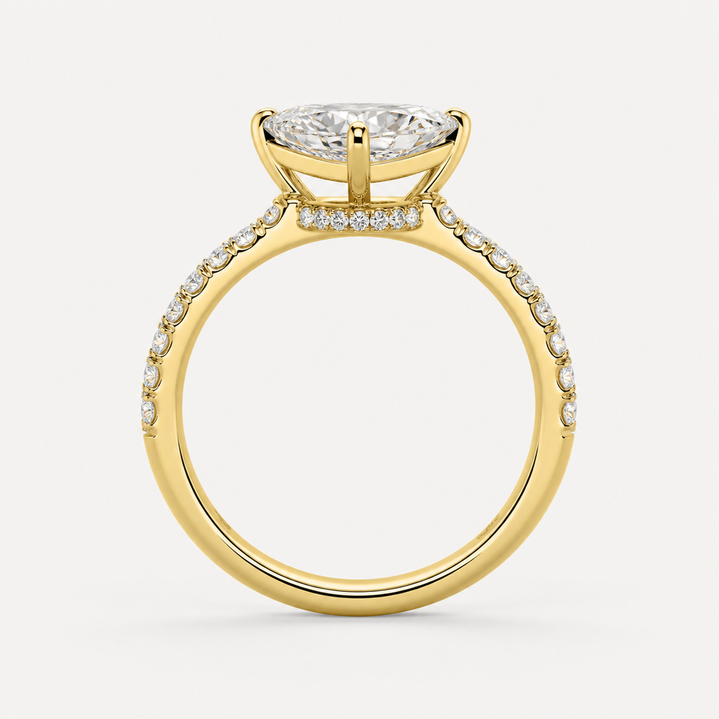 BRILLIANCE Pear Hidden Halo Pavé Ring | K14/K18,1.0ct～2.0ct