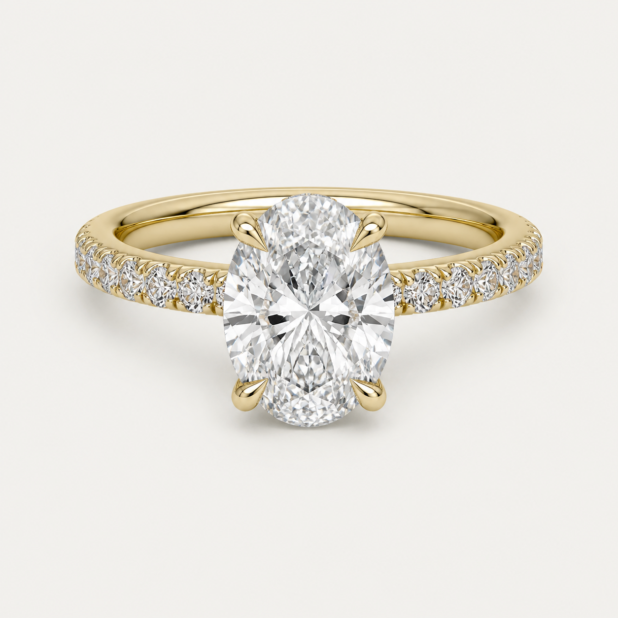 BRILLIANCE Oval Hidden Halo Pavé Ring | K14/K18,1.0ct～2.0ct