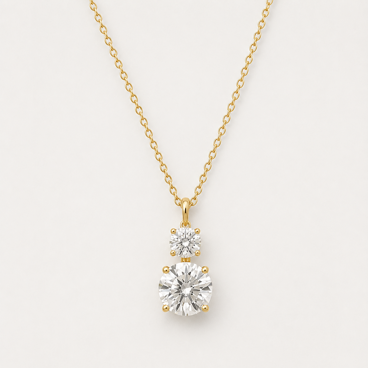 Duo Round Diamond Pendant Top | K14/K18 , 1.3ct～2.3ct