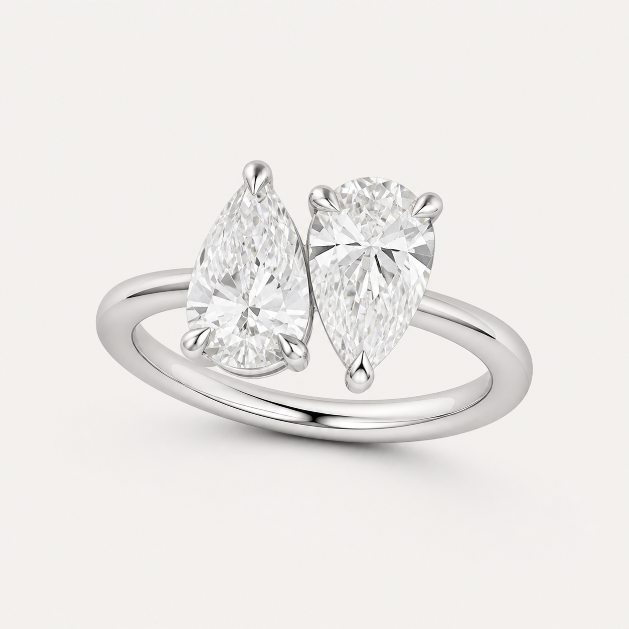 DUO Pear Toi et Moi Ring | K14/K18, 1.0ct×2