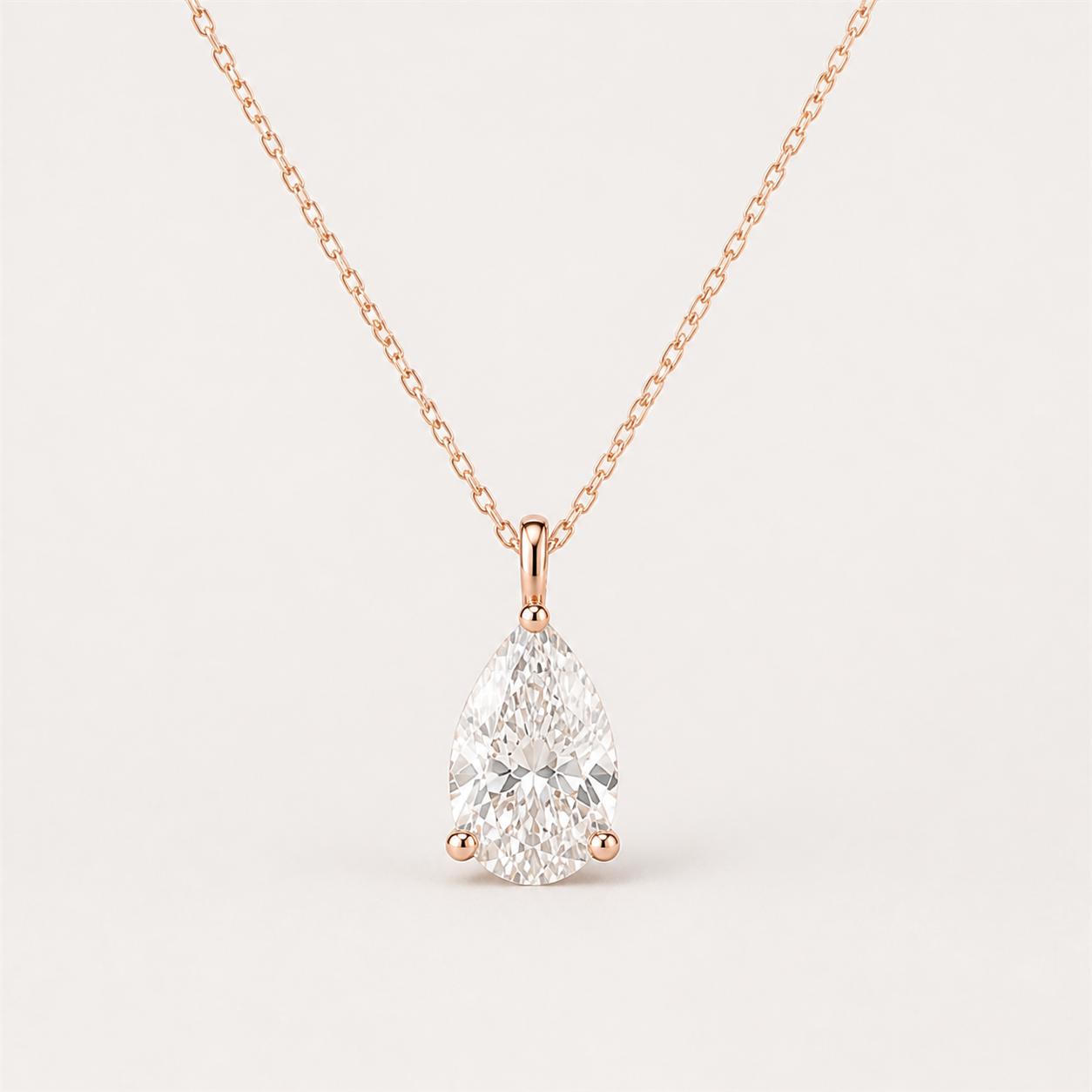 Pear Solitaire Diamond Pendant Top | K14/K18 , 1.0ct～2.0ct