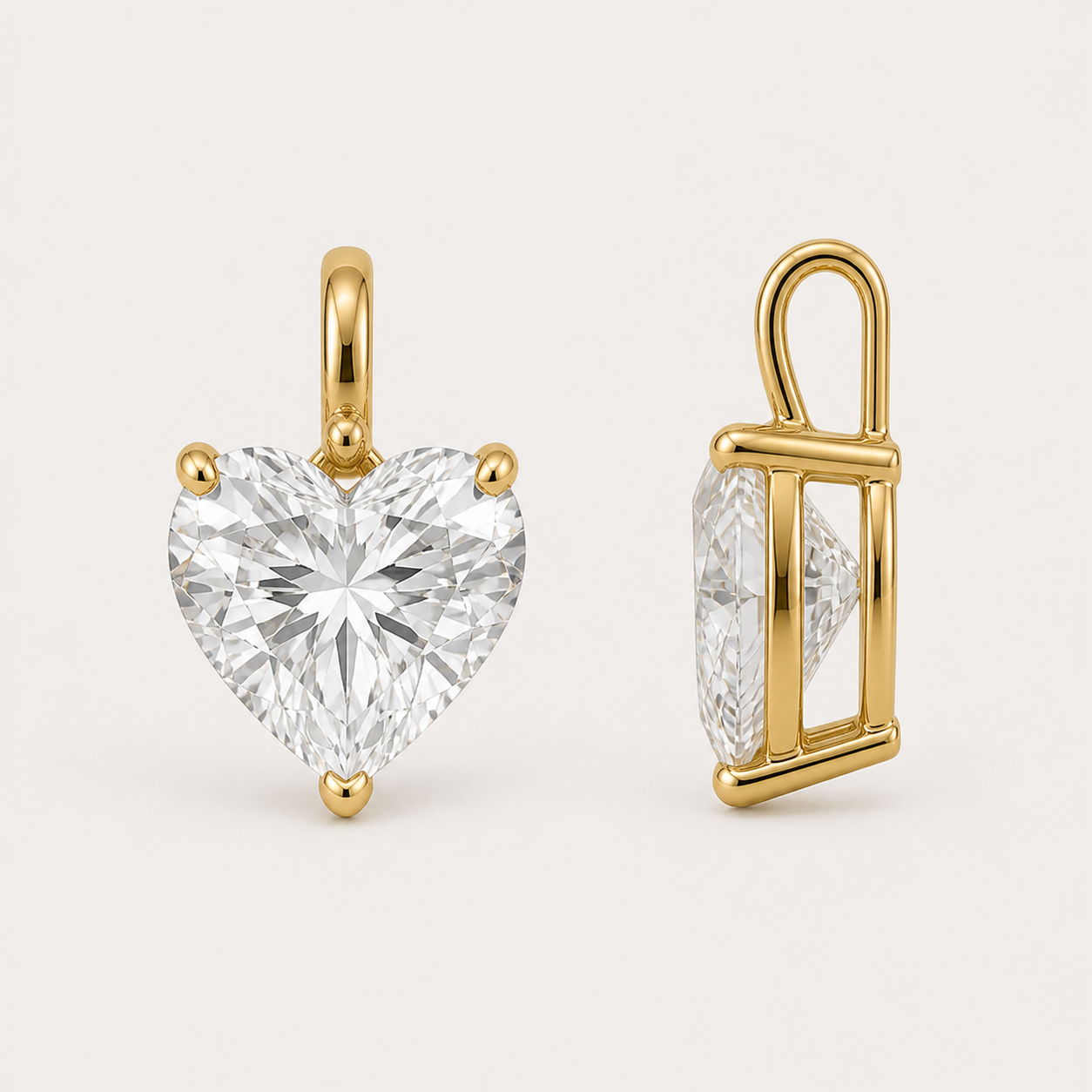 Heart Solitaire Diamond Pendant Top | K14/K18 , 1.0ct～2.0ct