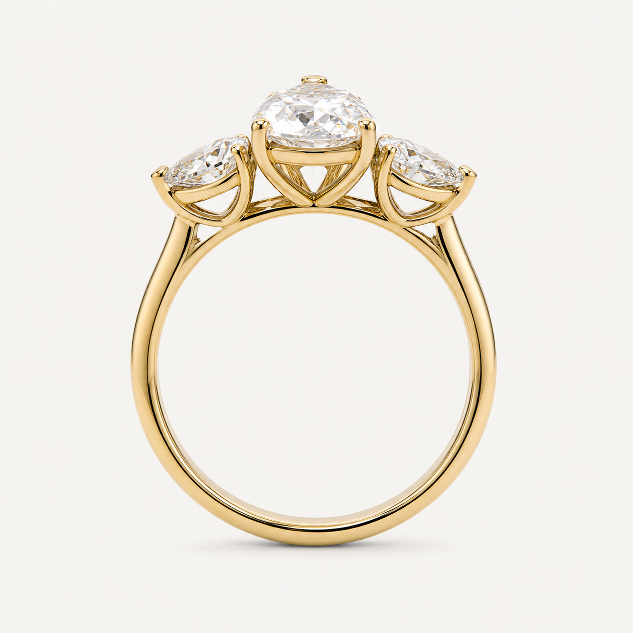 THREE Pear Three-Stone Ring | K14/K18, 1.0ct～2.0ct