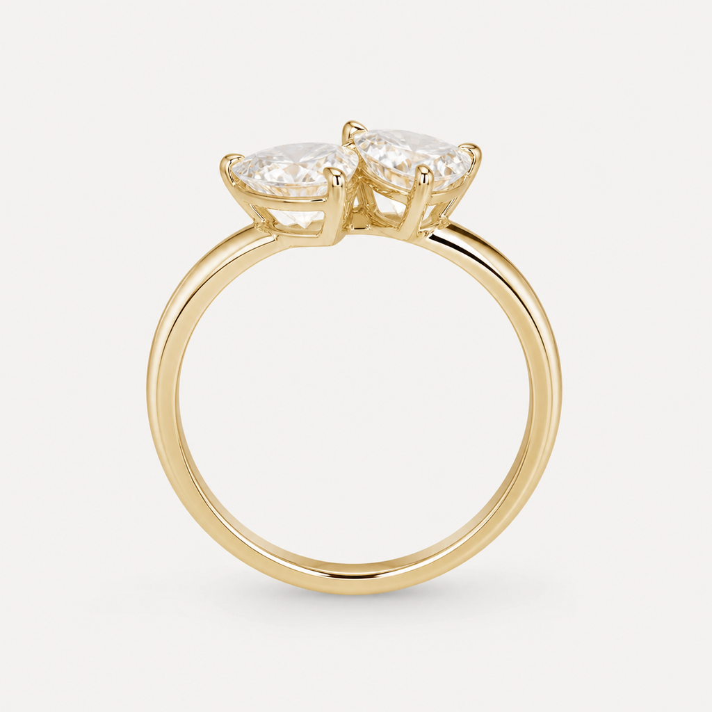 DUO Pear Toi et Moi Ring | K14/K18, 1.0ct×2