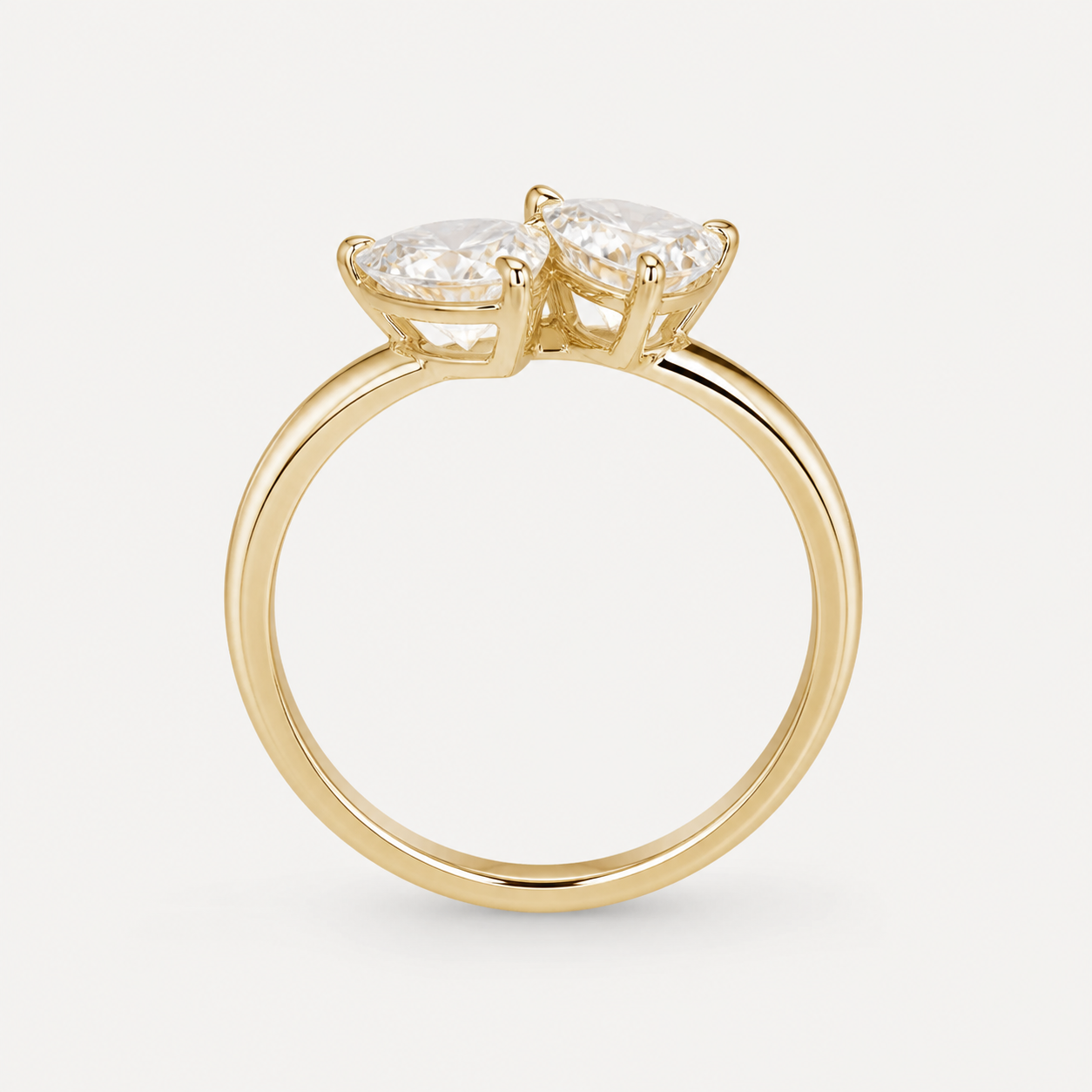 DUO Pear Toi et Moi Ring | K14/K18, 1.0ct×2