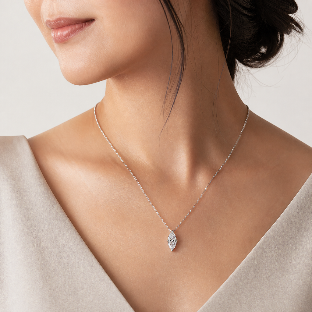 Marquise Solitaire Diamond Pendant Top | K14/K18 , 1.0ct～2.0ct