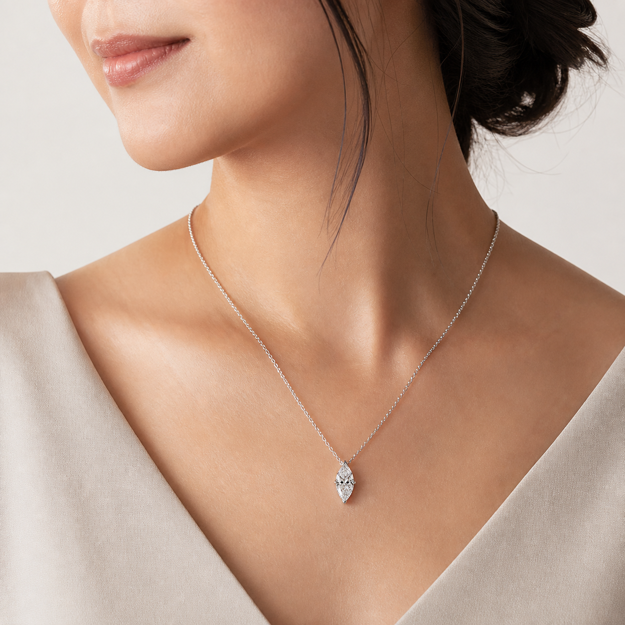Marquise Solitaire Diamond Pendant Top | K14/K18 , 1.0ct～2.0ct