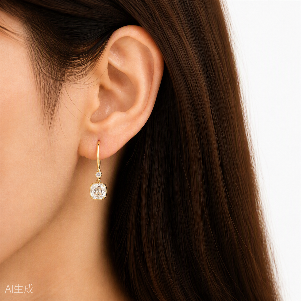 クッション ドロップ ラボグロウンダイヤモンドピアス 1ct×2〜（3）