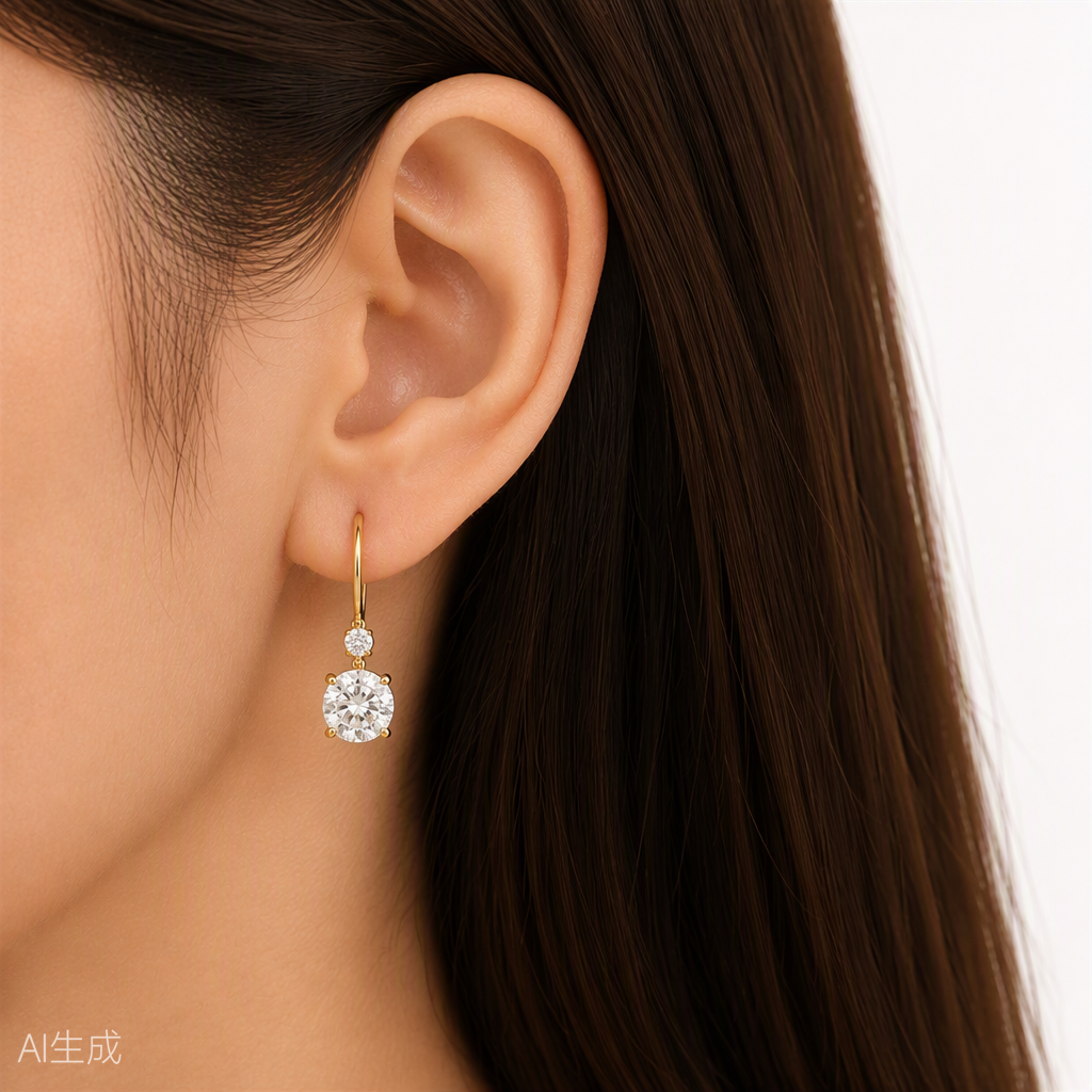 ラウンド ドロップ ラボグロウンダイヤモンドピアス 1ct×2〜（3）