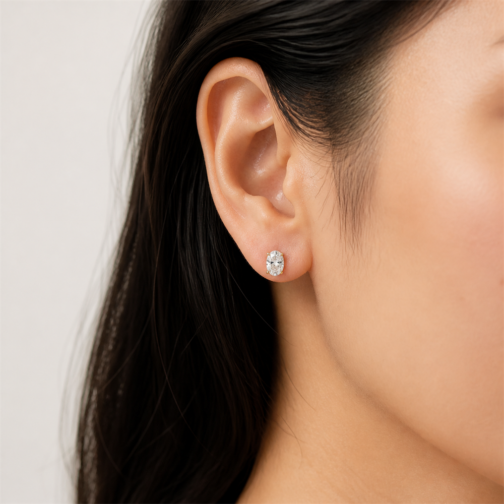 オーバル スタッド ラボグロウンダイヤモンドピアス 0.5ct×2〜（4）