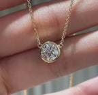 K14 ラウンド 覆輪スルー ラボグロウンダイヤモンドペンダント（IGI付） 0.5ct〜