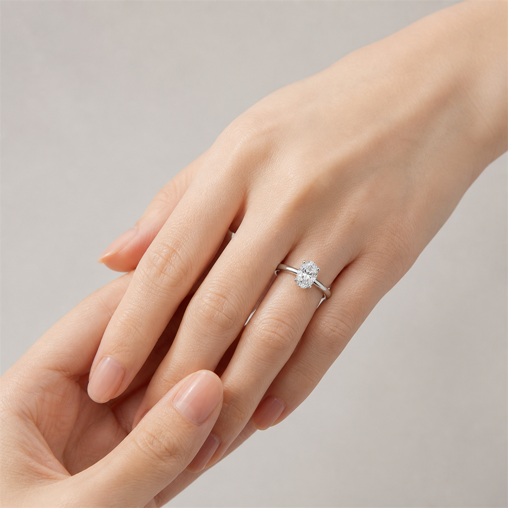 CLASSIC Oval Solitaire Ring | K14/K18, 1.0ct～2.0ct